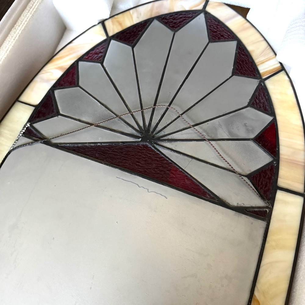 VTG Cathedral Style Arched Sunburst Stained Glass Mirror - Picture 8 of 9